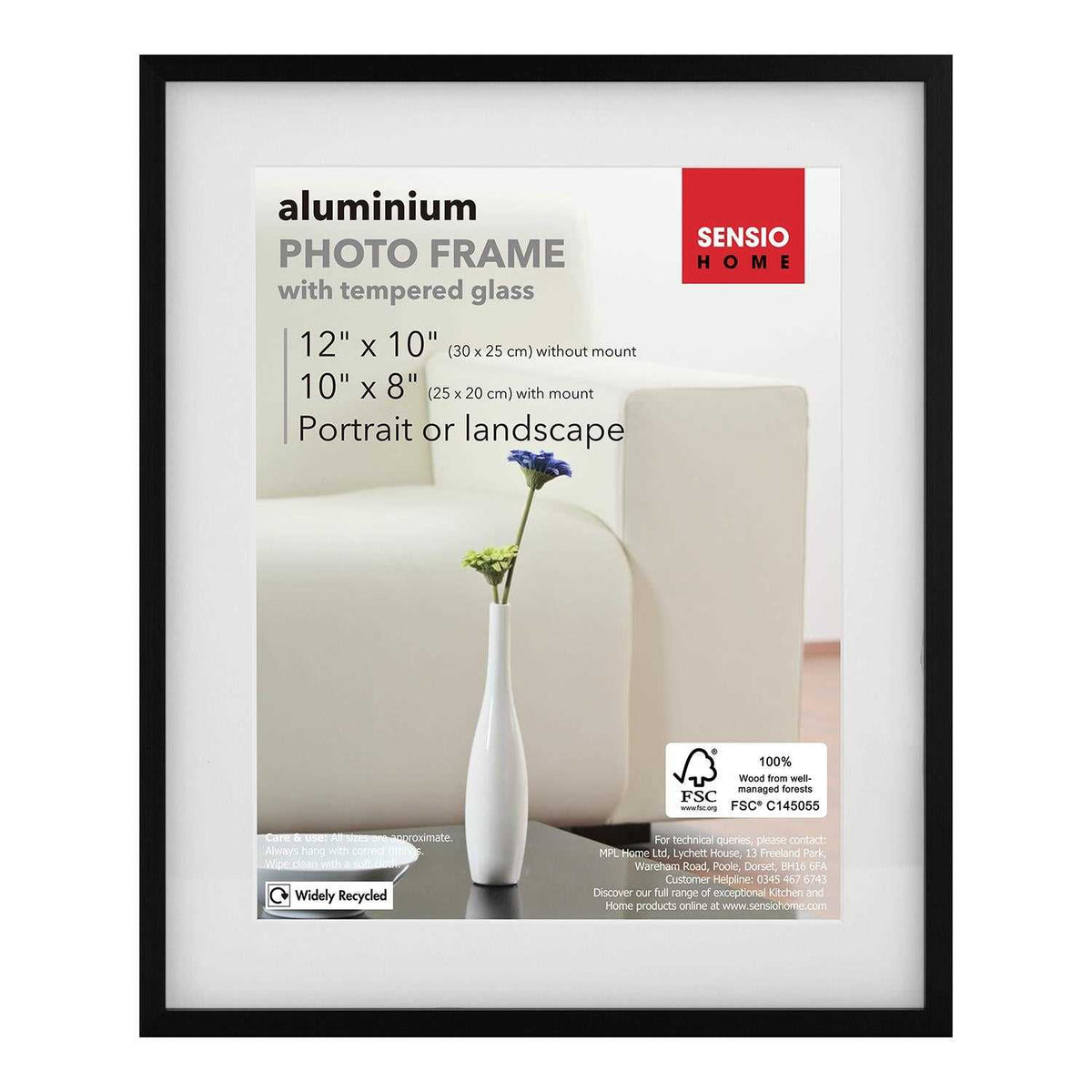 Sensio Home 3 Pack Photo Frame Aluminium Black Various Sizes - SENSIO HOME