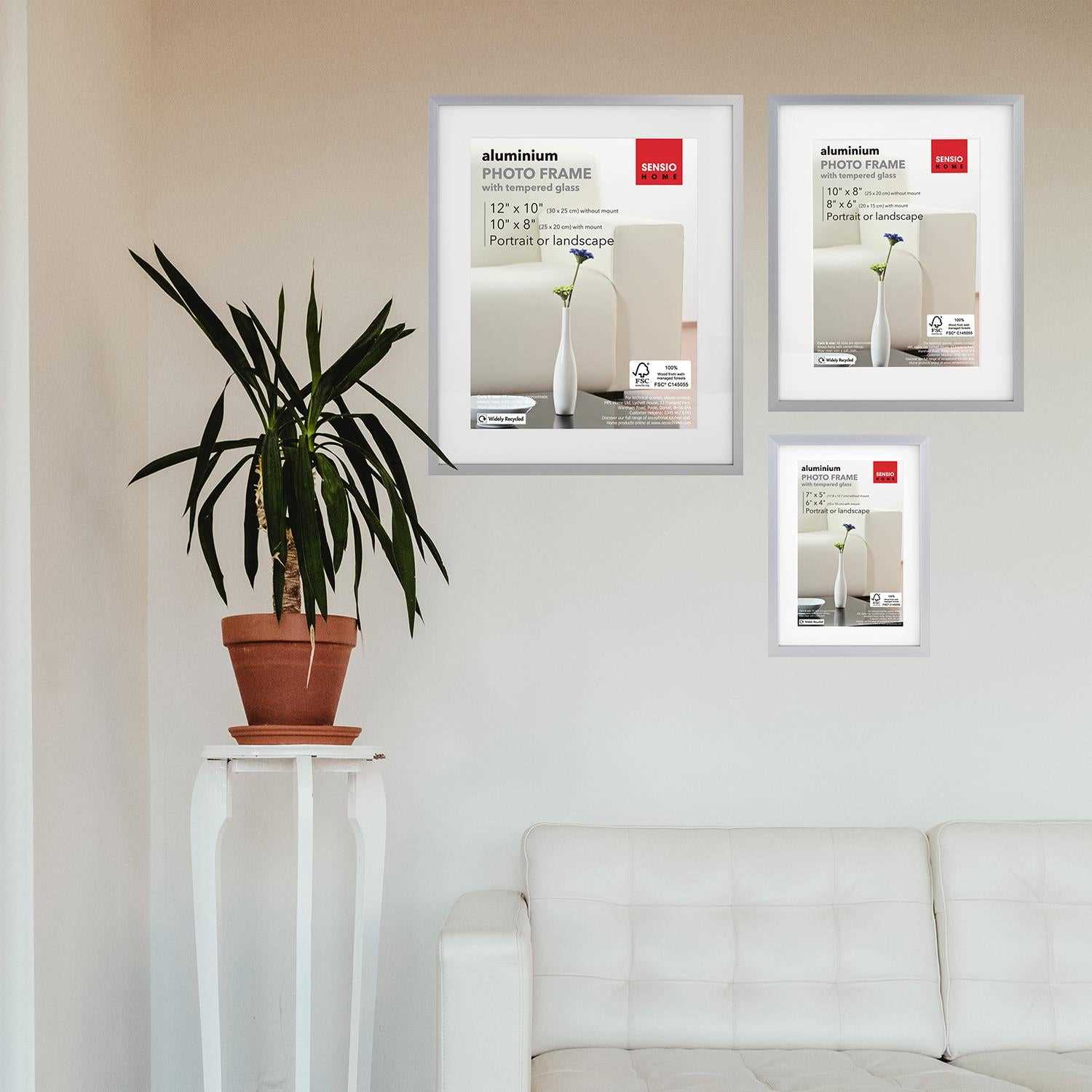 Sensio Home 3 Pack Photo Frame Aluminium Silver Various Sizes - SENSIO HOME