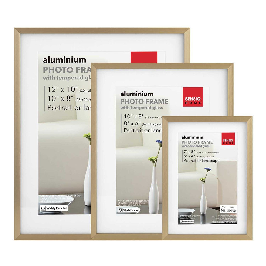 Sensio Home 3 Pack Photo Frame Aluminium Gold Various Sizes - SENSIO HOME