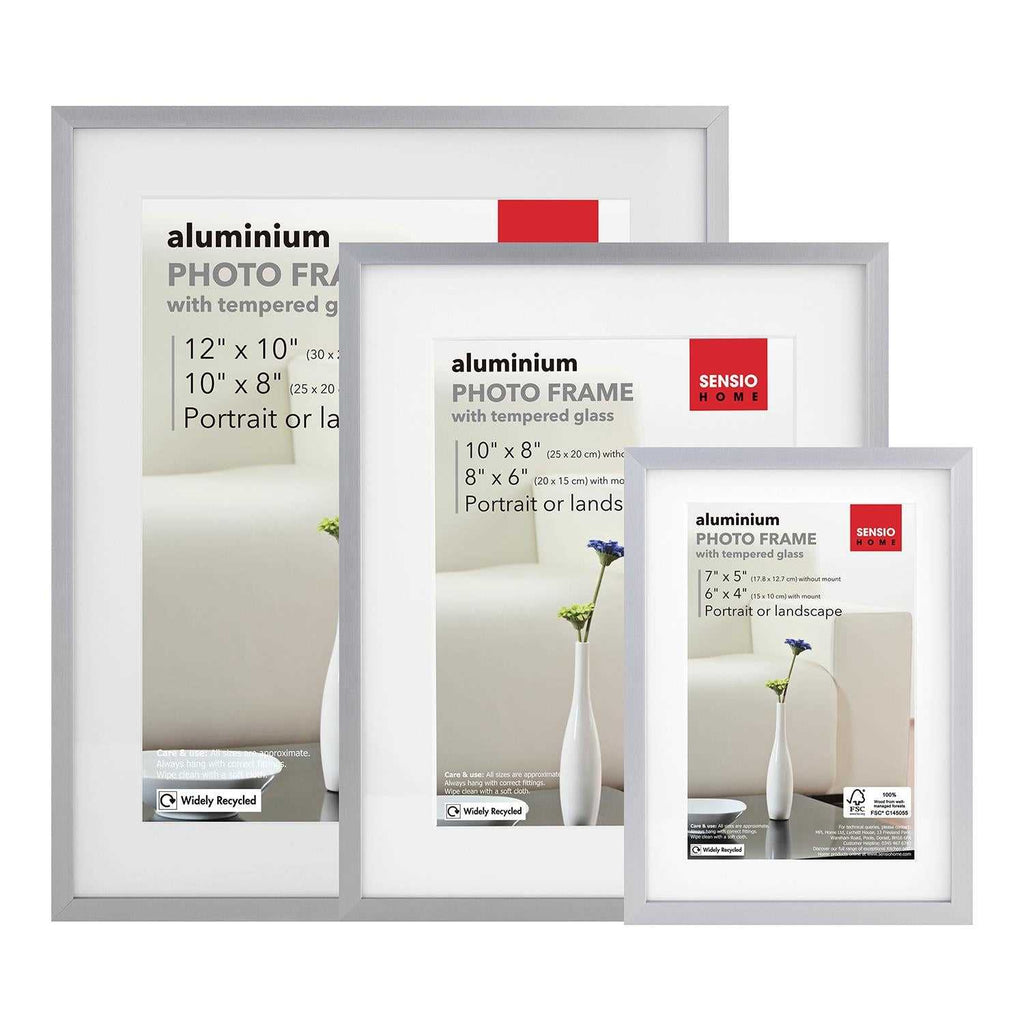 Sensio Home 3 Pack Photo Frame Aluminium Silver Various Sizes - SENSIO HOME