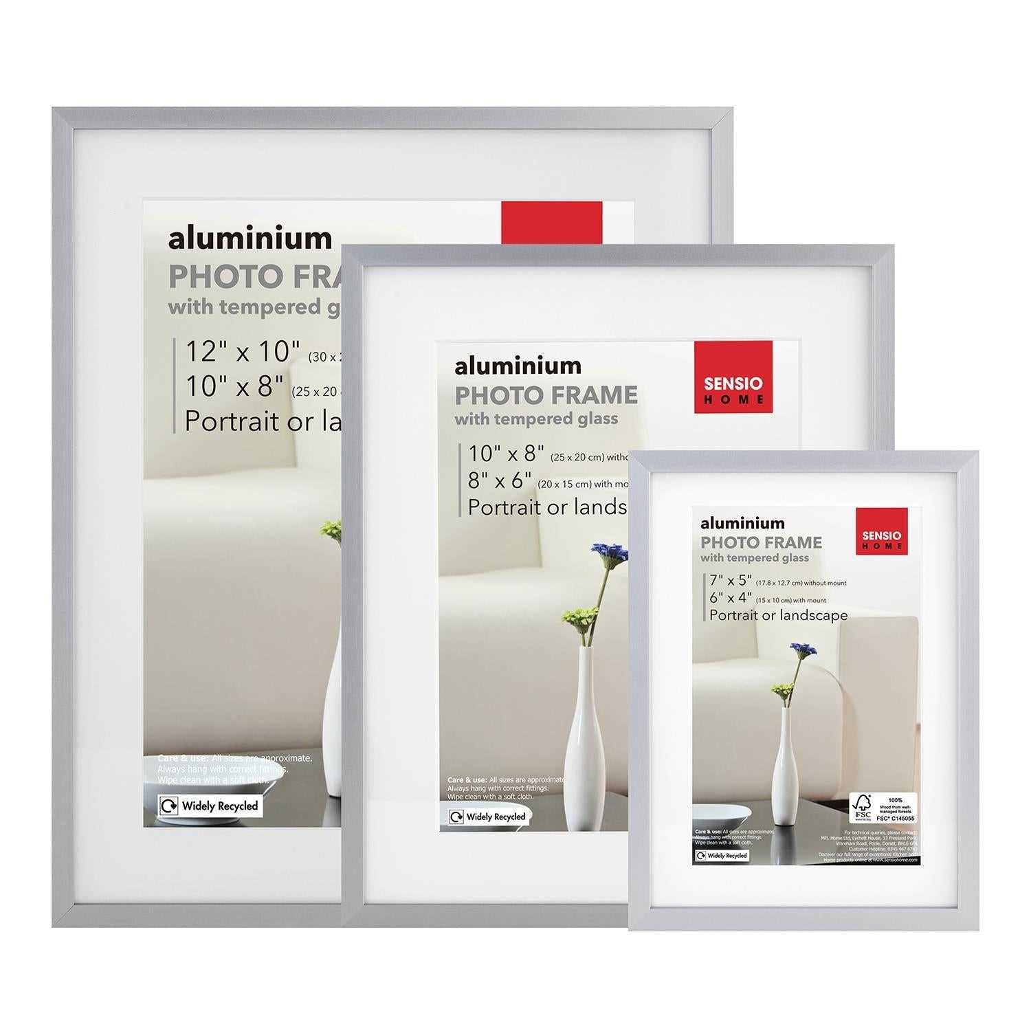 Sensio Home 3 Pack Photo Frame Aluminium Silver Various Sizes - SENSIO HOME